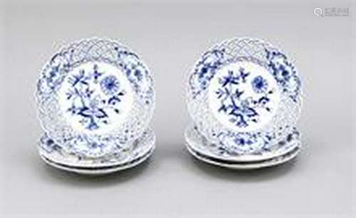 Six small plates, Meissen, marks 1850-1924, 1st ch.,