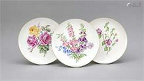 Three plates, KPM Berlin, mid-20th century, 1st ch.,