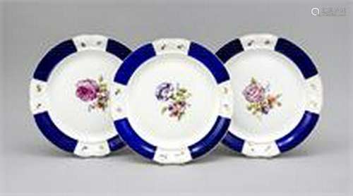 Three plates, KPM Berlin, before 1945, dining plates w.