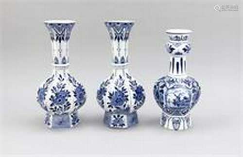 Three vases, Delft, pres. 19th century, faience,