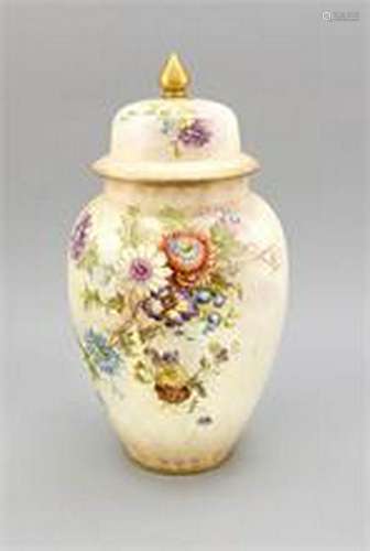 Lid vase, Anton Mehlem, Bonn, end of the 19th century,