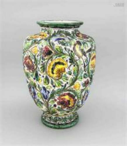 Floor vase, Italy, 20th century, majolica, reddish