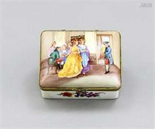 Lid box, KPM Berlin, 19th century, polychrome painting,