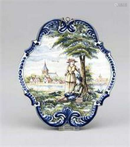 Wall plate, Makkum, Holland, c. 1900, faience, curved