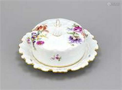 Round butter dish, Meissen, brand 1850-1924, 1st