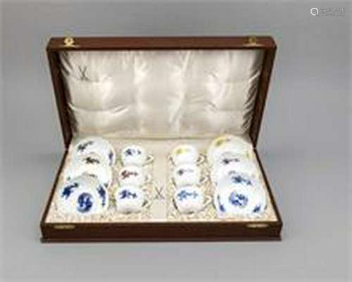 Six Mocha Cups with saucers, Meissen, after 1950, 1st