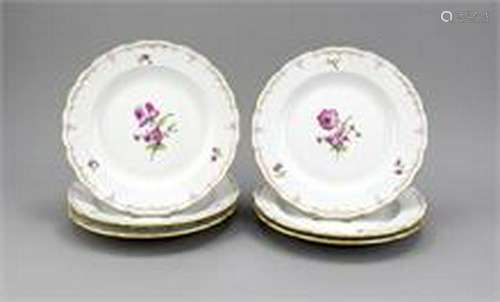 Six flat plates, KPM Berlin, mark 1962-92, 1st quality,