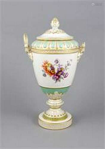 Lid vase, KPM Berlin, 1st quality, mark before 1962,