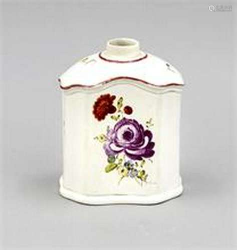 Tea caddy, 18th / 19th Baroque style, polychrome flower