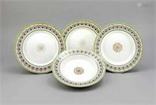 Four plates, KPM Berlin, around 1800, classicist decor