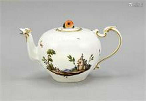 Teapot, Ludwigsburg, 18th century, bulbous corpus with