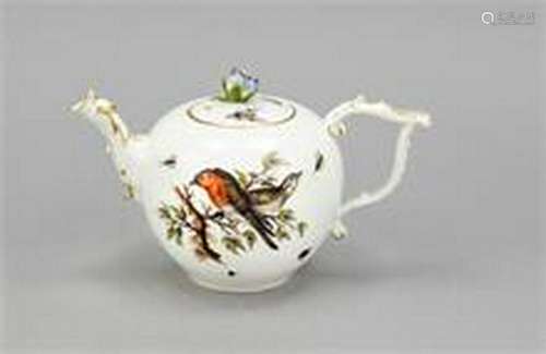 Teapot, Meissen, mark 1760-1780, 1st quality, bulbous