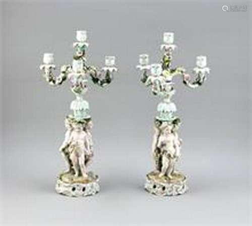 Pair of figural girandoles in Meissen style, pres.