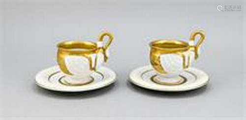 A pair of Empire Sèvres style swan cups, 19th