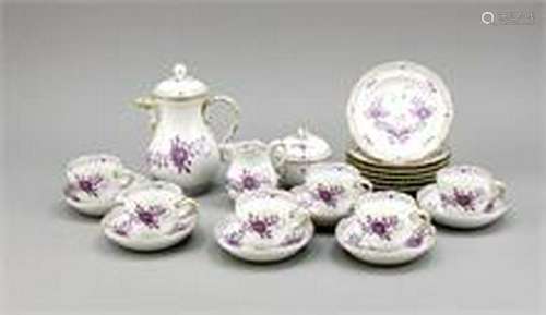 Mocha Service for 6 persons, 21 pcs., Meissen, after