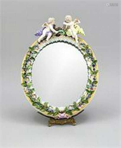 Mirror, Meissen, brand 1850-1924, 1st quality, oval