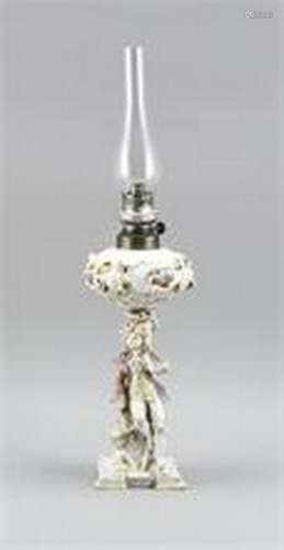 Figural oil lamp, Sitzendorf, late 19th century,