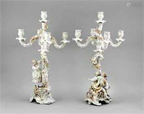 Pair of figural girandoles, 5 flames, Schierholz,