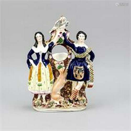 Figural pocket watch holder, England (Staffordshire?),