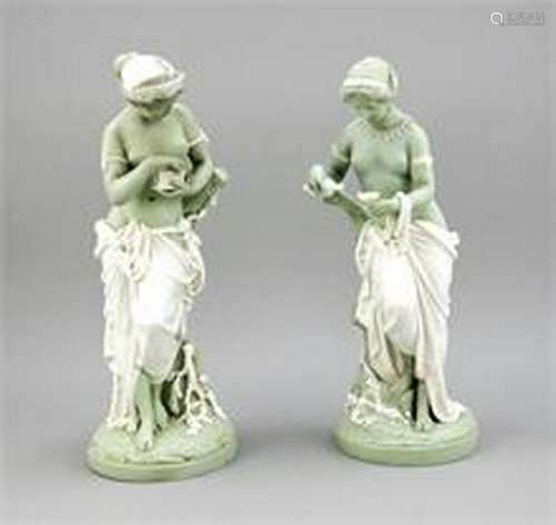 Pair of Victorian pendant figurines, Minton, England,