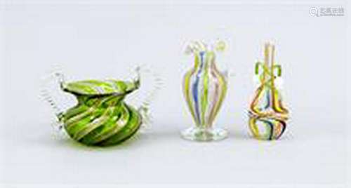 Three vases, Italy, 20th cent., Murano, different