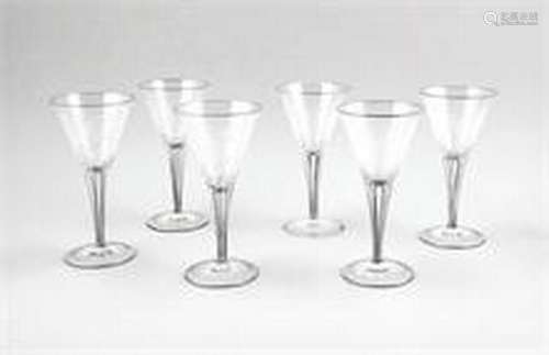 Six wine goblets, 20th century, Moser, model