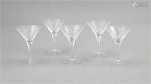 Five wine goblets, 20th century, Moser, model