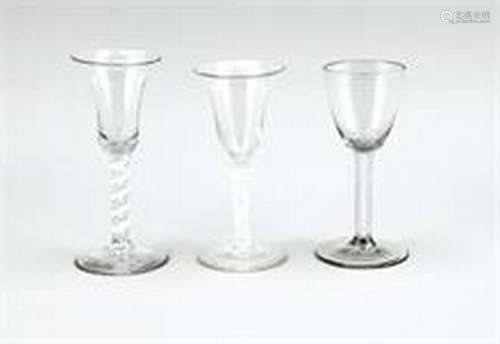 Three thread glasses, 19th cent., colorless clear