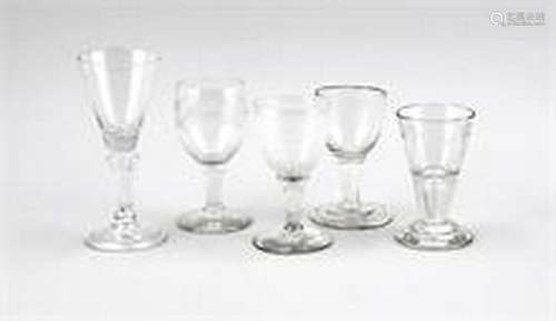 Compilation of five glasses, 19th cent., different