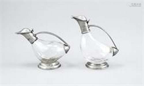 Two decanter carafes, 19th century, in the shape of a