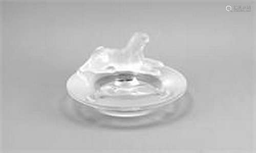 Round ashtray, France, 20th century, Lalique, rim set