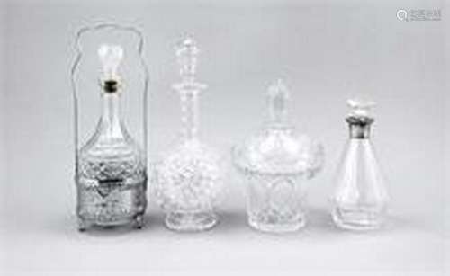 Compilation of four pieces, 20th cent., 3 decanters and