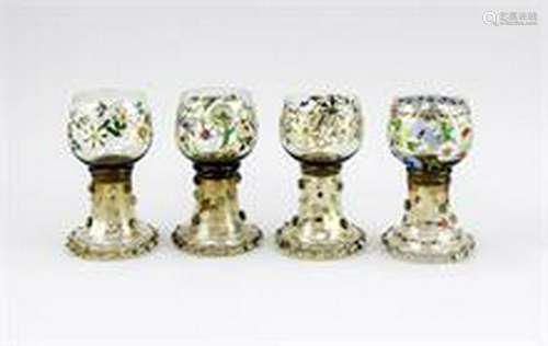 Four wine glasses, Theresienthal, around 2000, in each