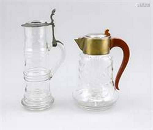 Large juice jug, beg. 20th cent., body clear glass with