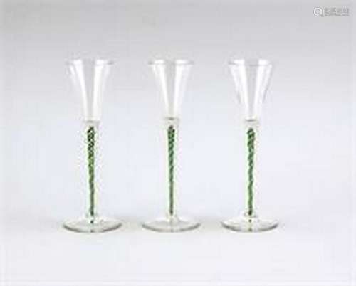 Three liqueur glasses, around 1900, colorless clear