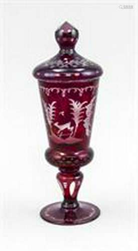 Lidded Cup, Bohemia, 19th century, round base, baluster