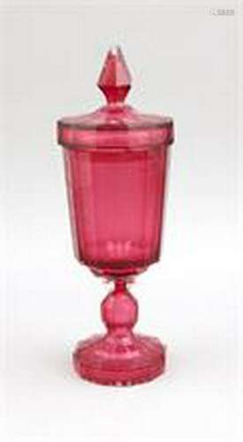 Large lidded cup, mid-19th century, polygonal stand,