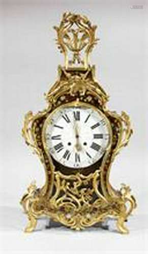 Impressive boulle clock around 1700, polychrome floral