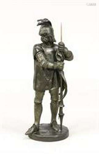 French sculptor of the 19th century, knight with lance