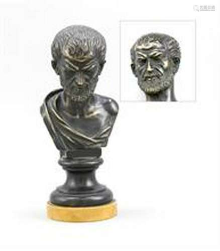 Bronze casting of an antique bust around 1900,