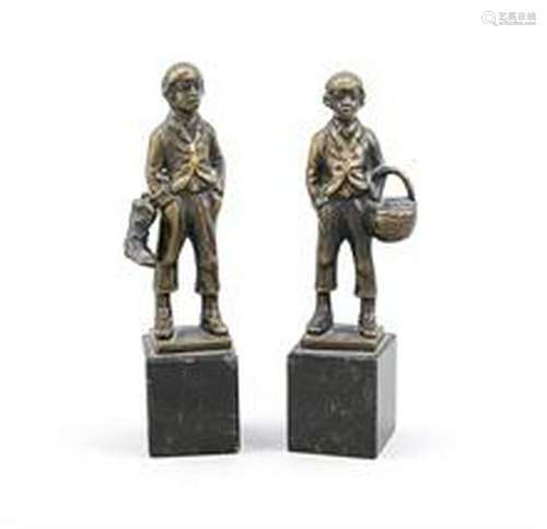 Signed ''Morath'', Bidlhauer c. 1900, pair of bronze