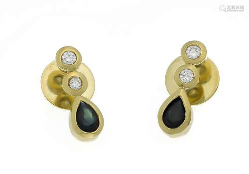 Sapphire diamond stud earrings GG 585/000 each with a