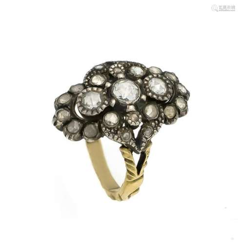 Diamond rose ring GG 585/000 around 1900, set with