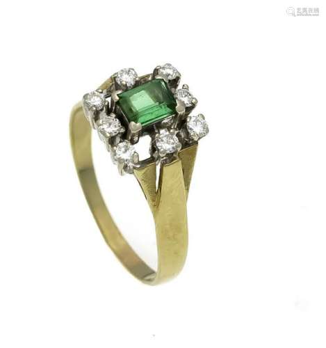 Tourmaline diamond ring GG / WG 585/000 with a fac.