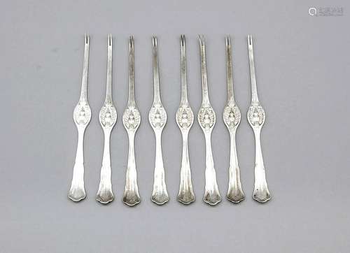 Eight lobster forks, 20th cent., marked Martin, plated,