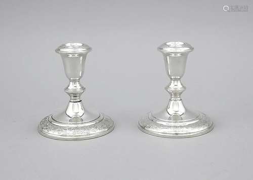 Pair of candlesticks, USA, 20th century, Sterling