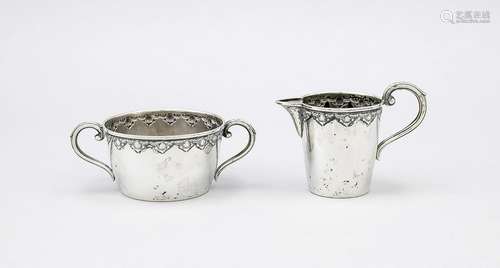 Cream and sugar jar, German, 20th cent., hallmarked