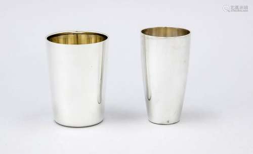 Two beakers, German, 20th cent., different