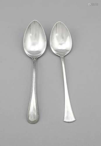 Two serving spoons, 20th cent., 1 hallmarked Koch &