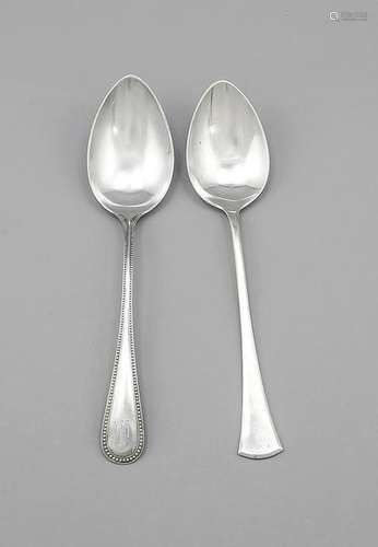 Two serving spoons, 20th cent., 1 hallmarked Koch &